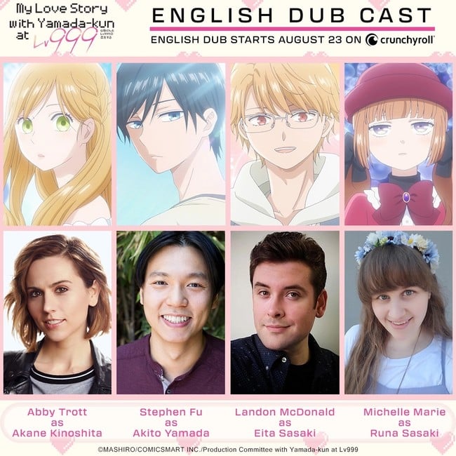 My Love Story with Yamada-kun at Lv999 Anime's English Dub Reveals Cast, August 23 Premiere
